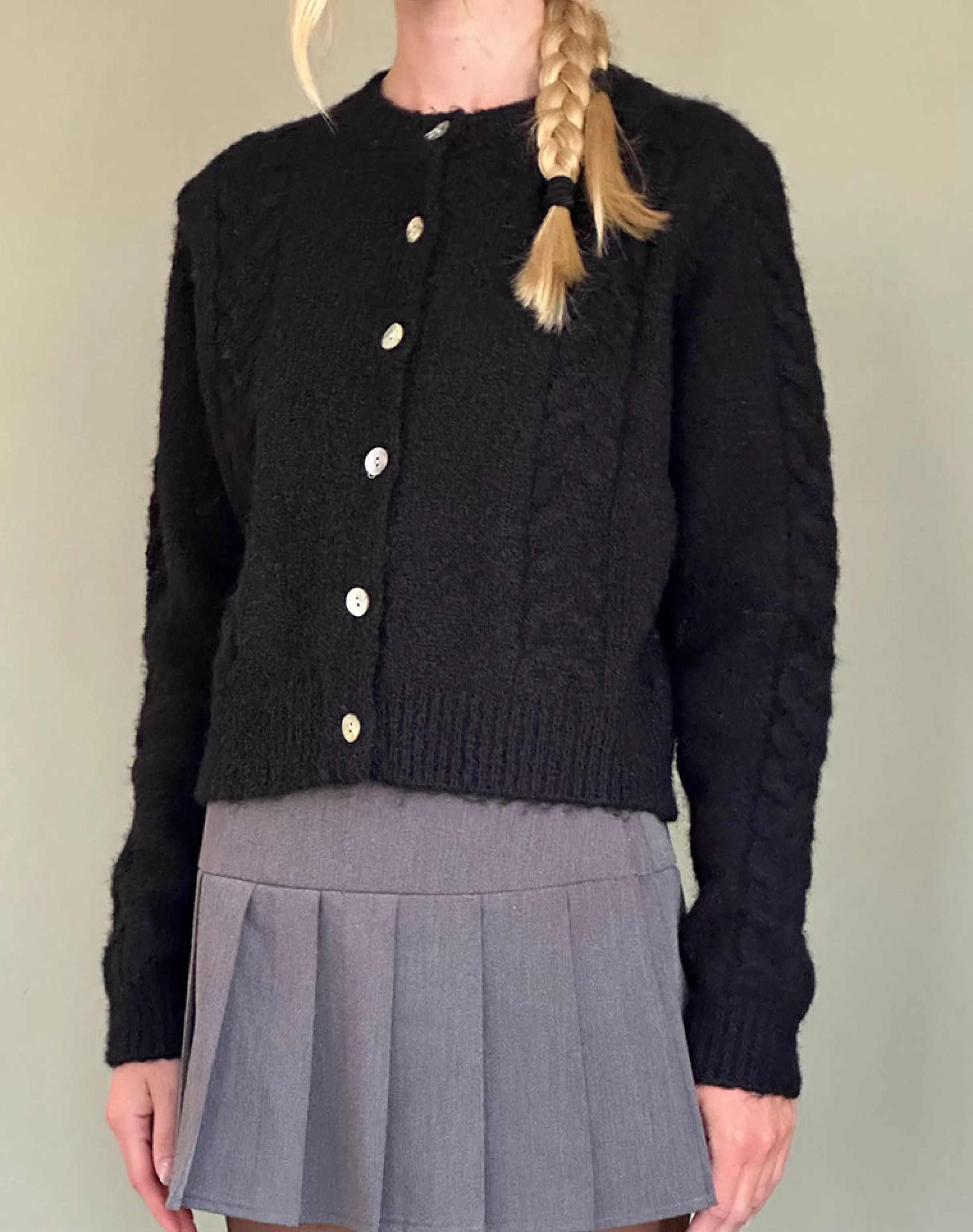 Cheap Abelia Cable Knit Cardigan In Black CARDIGANS