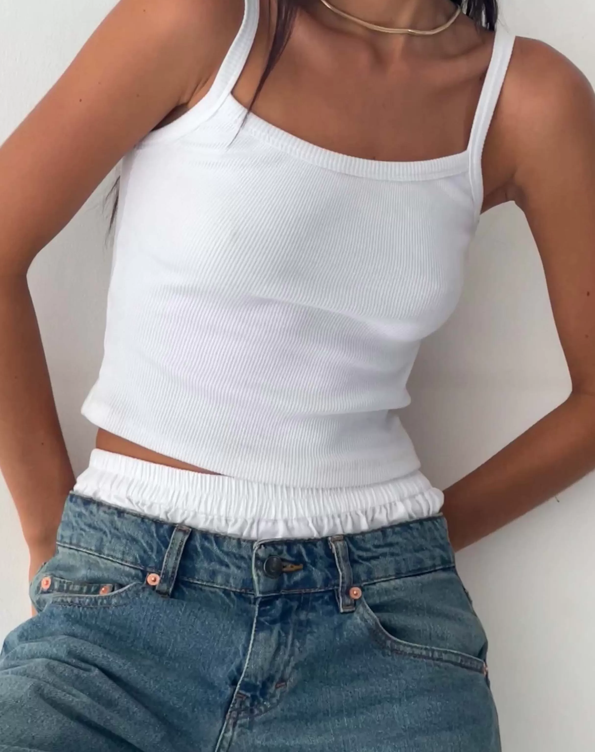 Best Aus Ribbed Vest Top In White VEST TOPS | STRAPPY TOPS