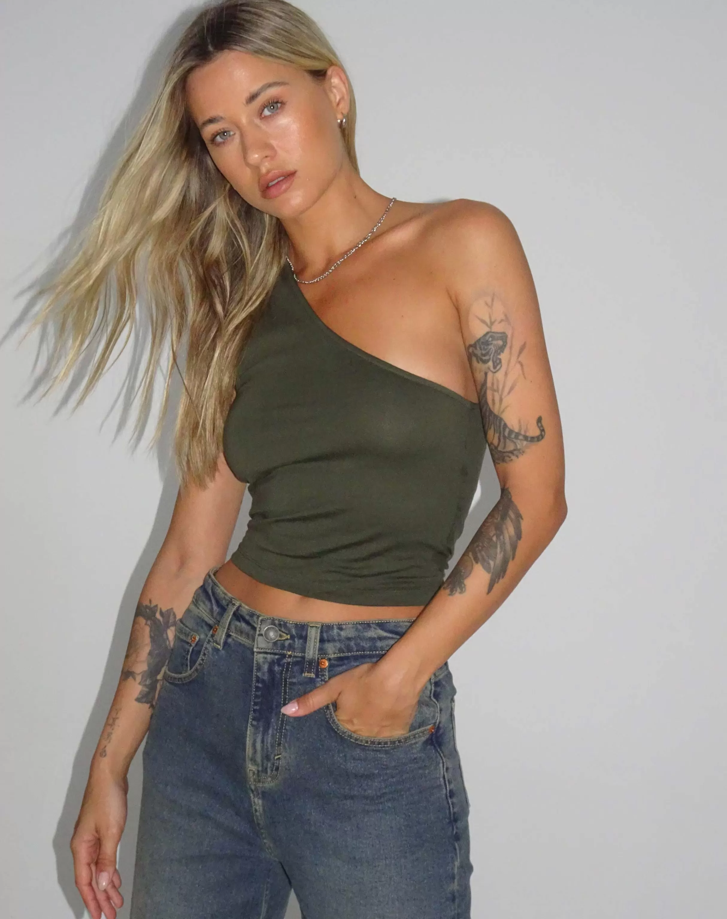 Store Bay One Shoulder Top In CROP TOPS