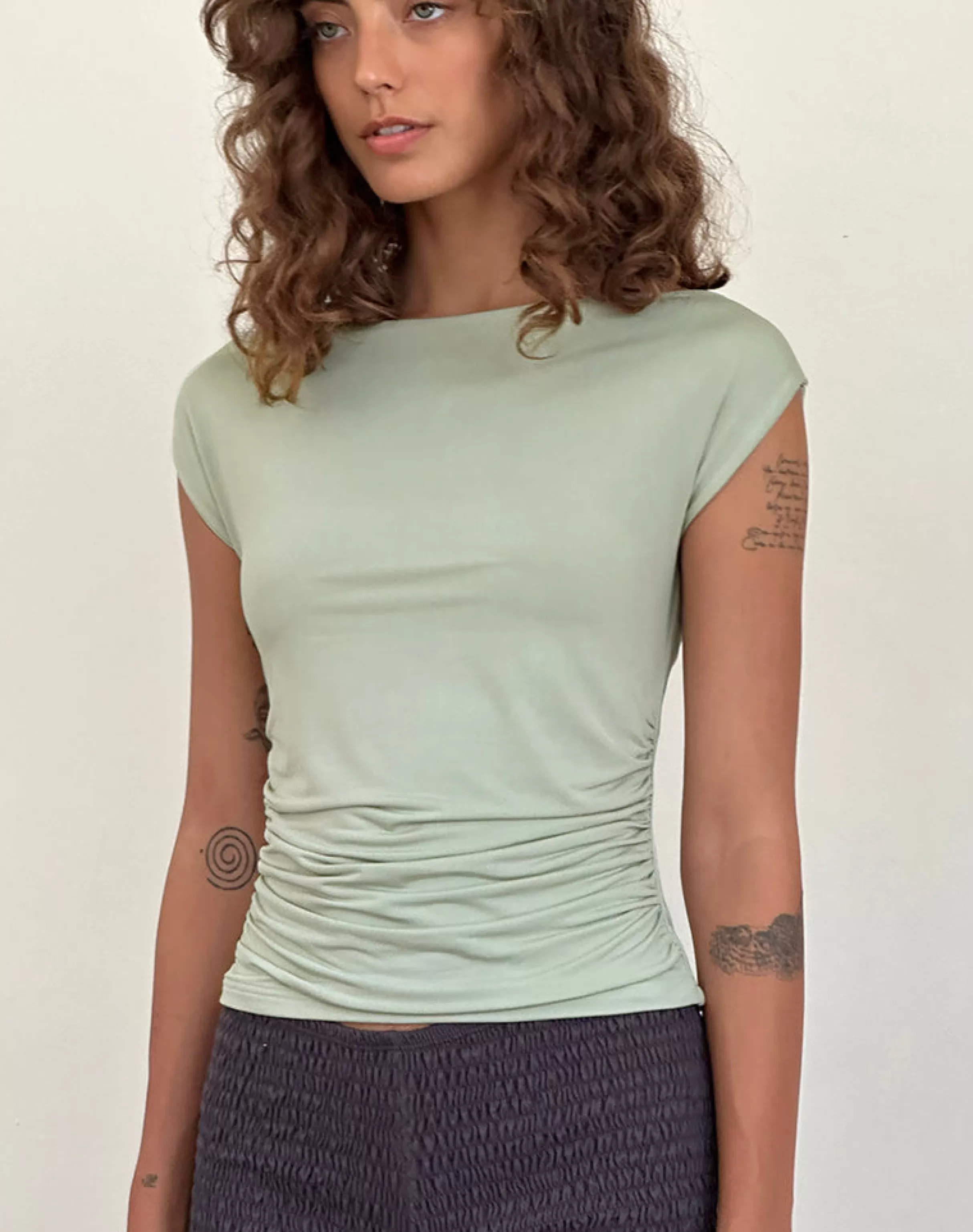 Cheap Bentley Ruched Top In Slinky Mint NEVERMORE | BASICS