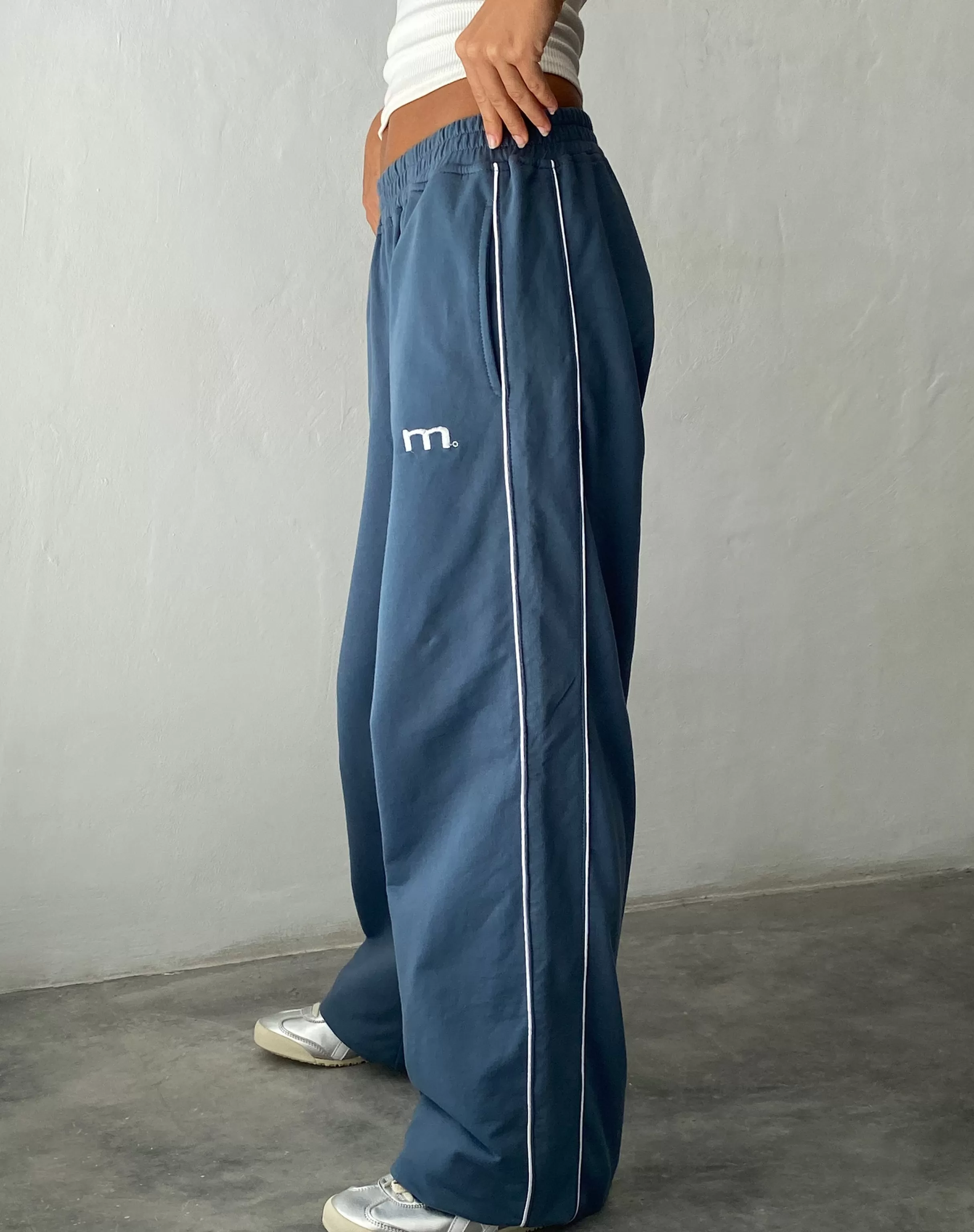 Outlet Benton Wide Leg Jogger In Blue With 'M' Embroidery LOUNGEWEAR | JOGGERS