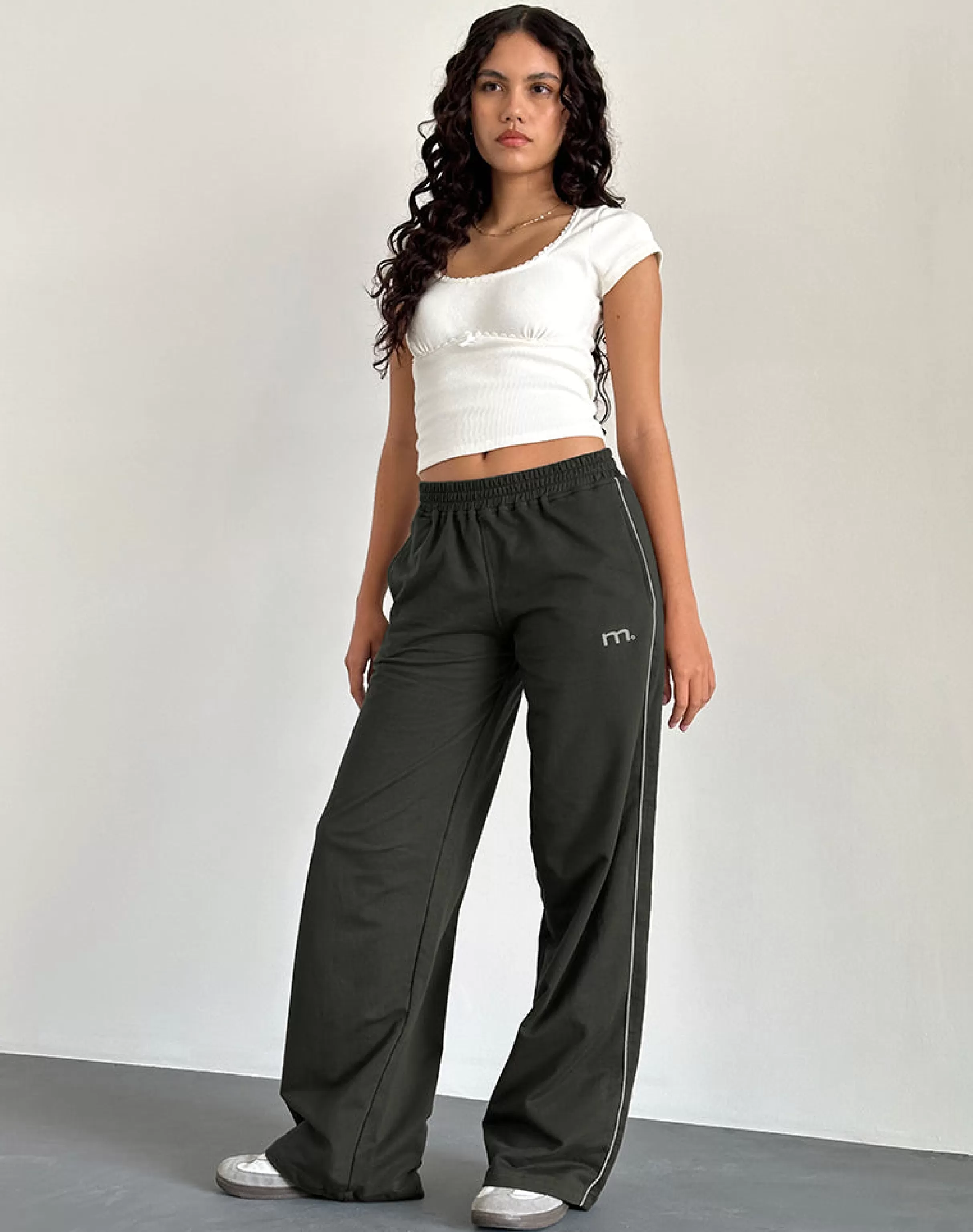 New Benton Wide Leg Jogger In Olive With 'M' Embroidery LOUNGEWEAR | JOGGERS