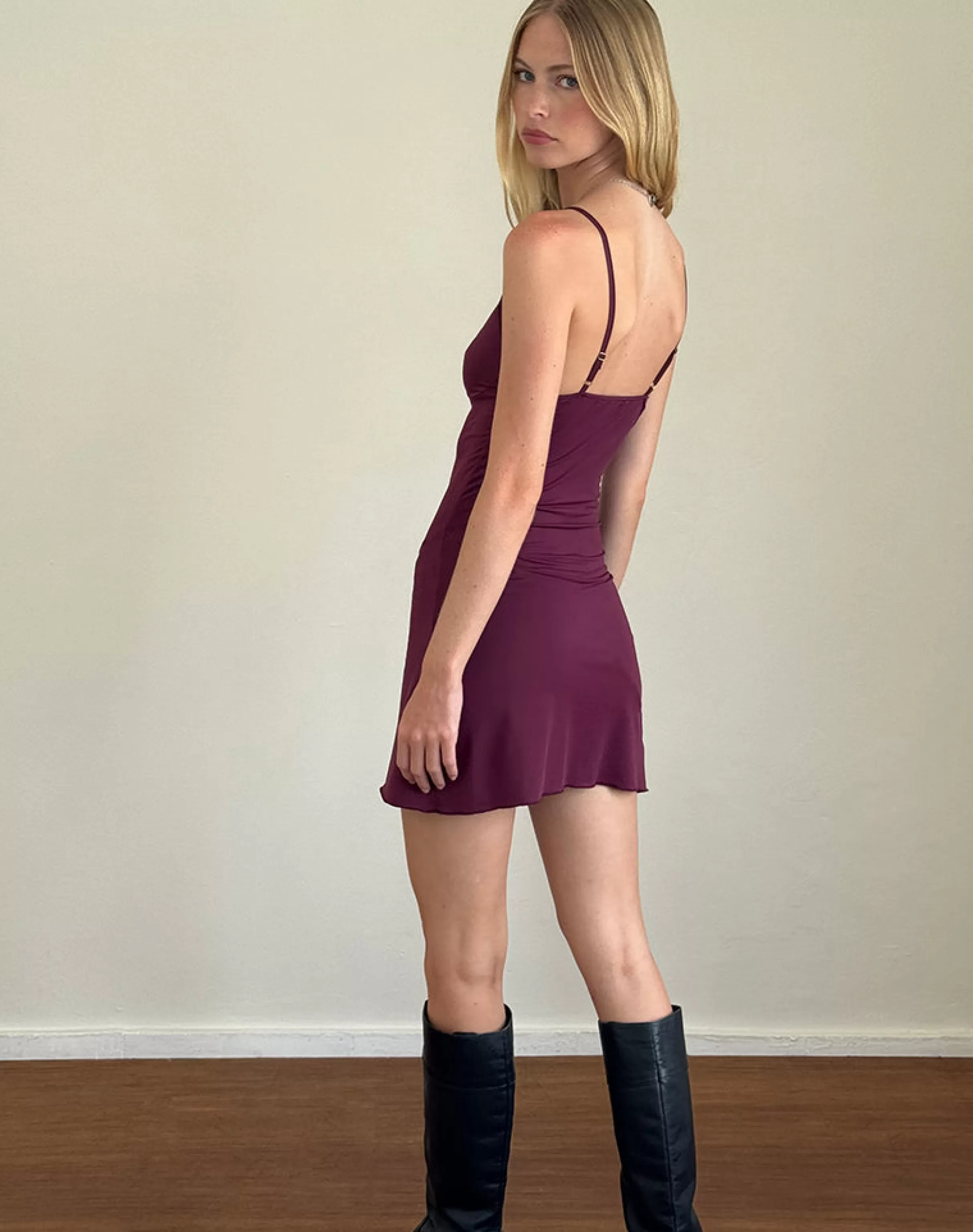 Best Britney Mini Dress In Smooth Slinky Berry NEVERMORE | PARTY DRESSES