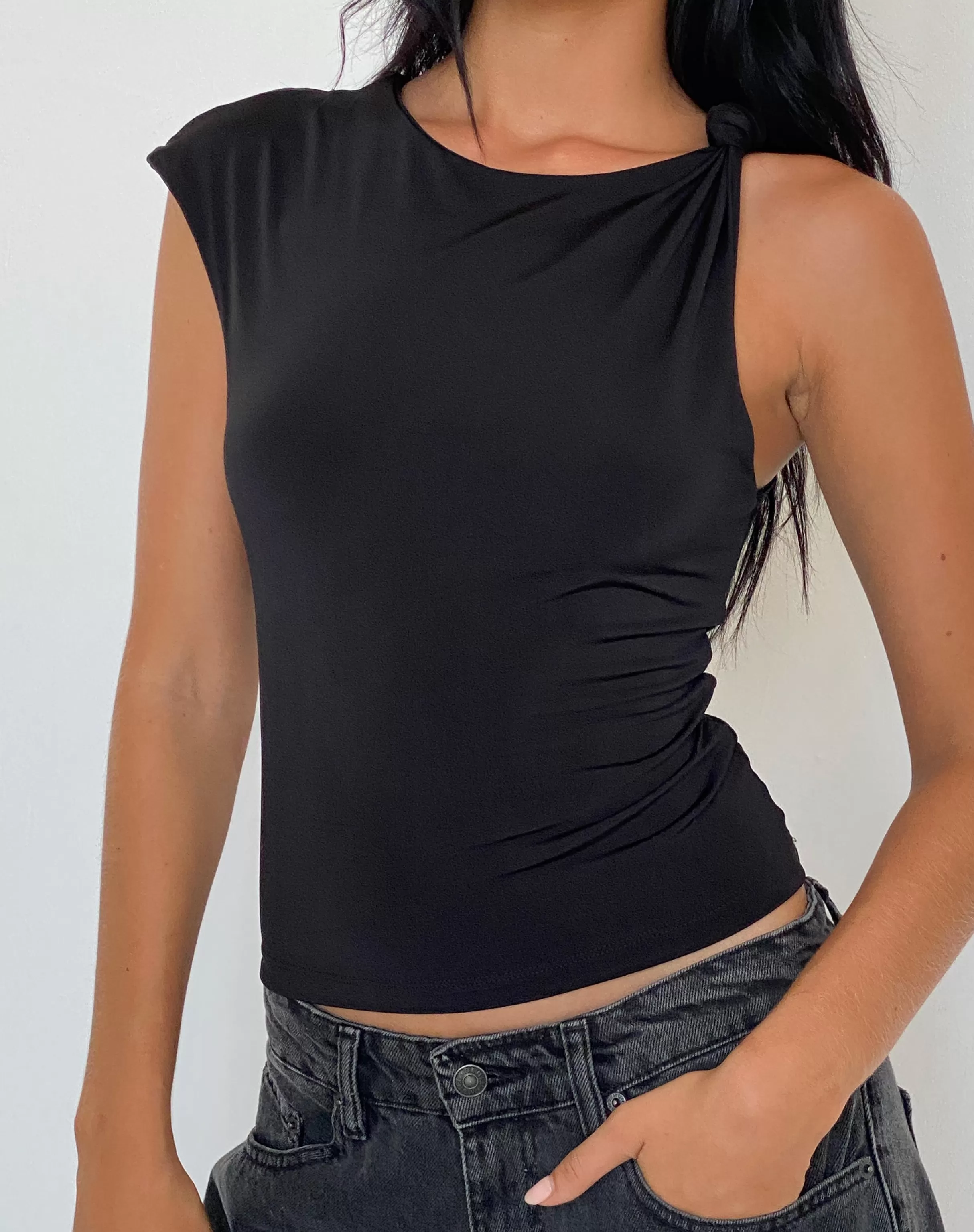 Shop Cambrie Asymmetrical Sleeveless Top In VEST TOPS