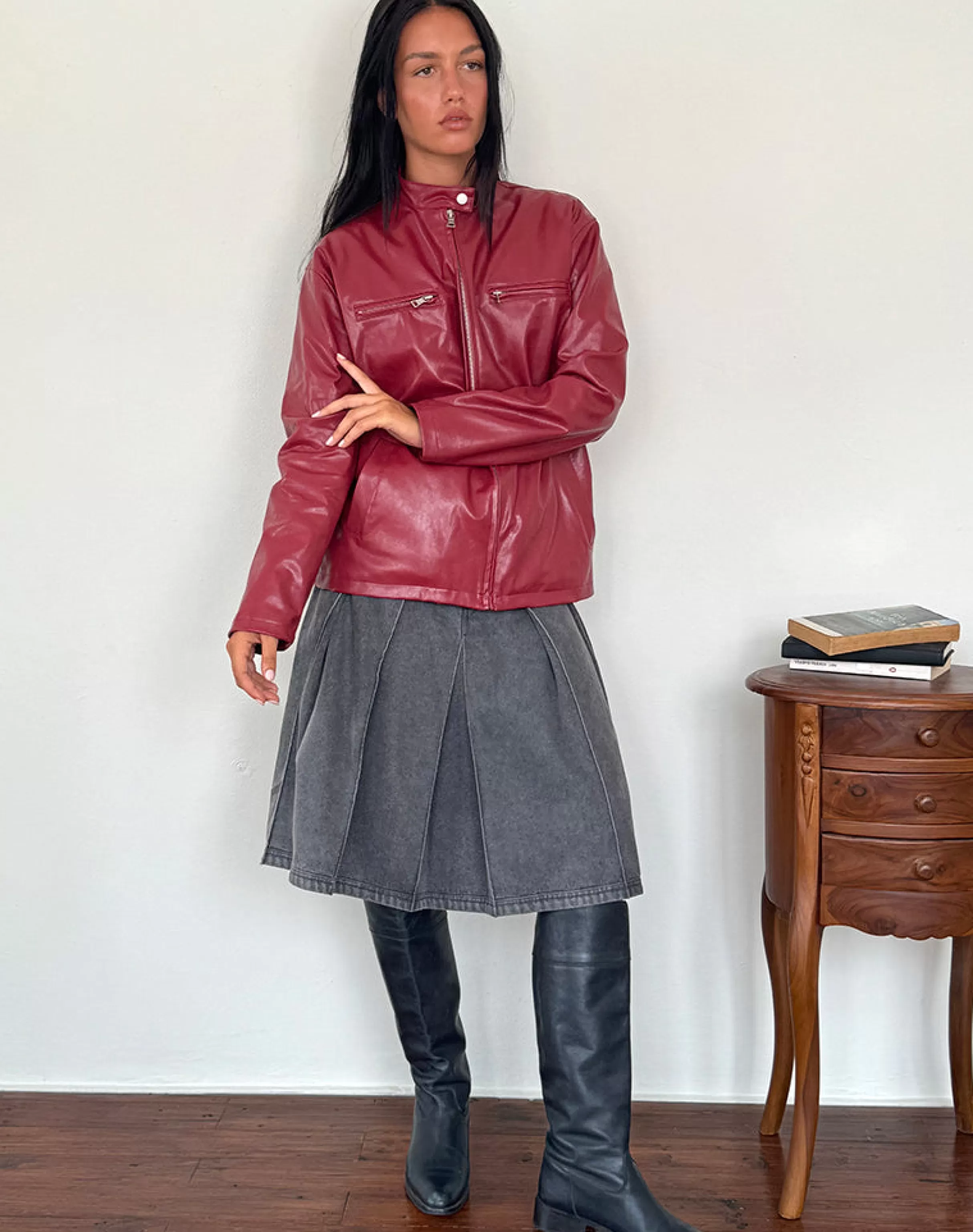 Best Charlize Moto Jacket In PU Red SALE COATS & JACKETS | PU JACKETS