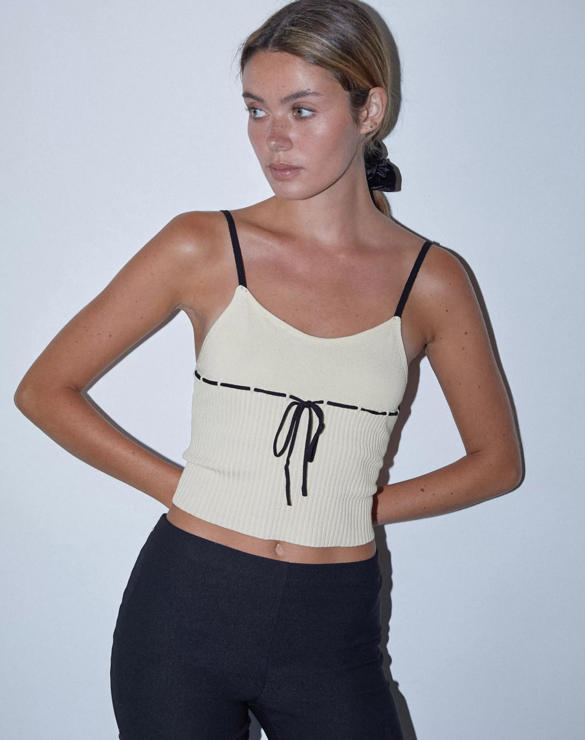 Cheap Emonie Cami Top In With Black Binding SALE TOPS | STRAPPY TOPS