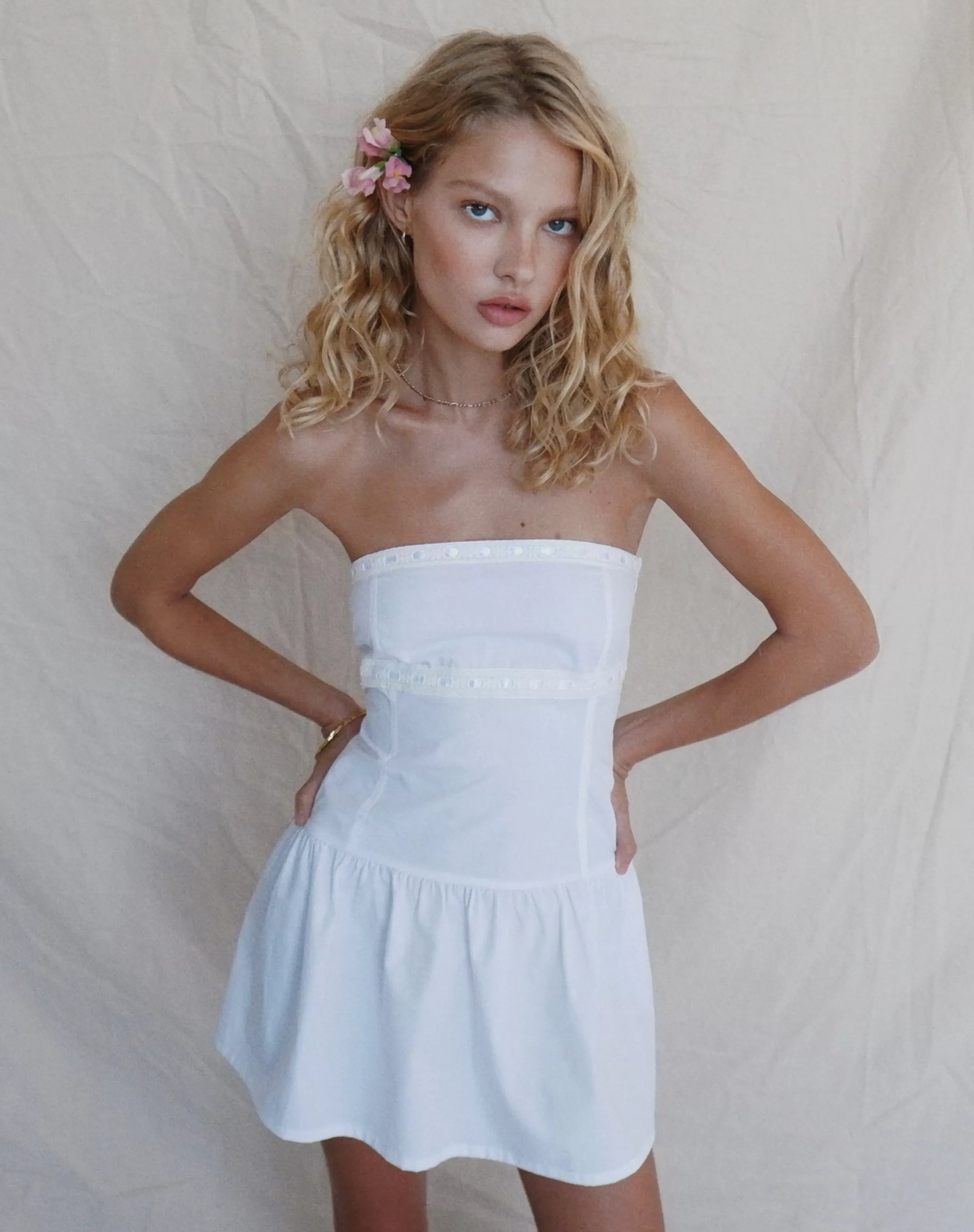 Cheap Faelyn Bandeau Mini Dress In Poplin White DAY DRESSES | BANDEAU DRESSES