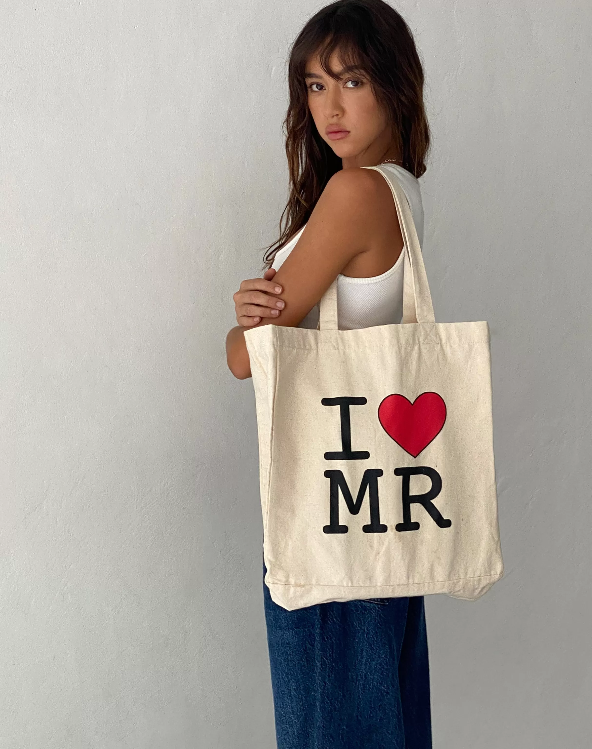 Best I Heart MR Tote Bag In Off White ACCESSORIES