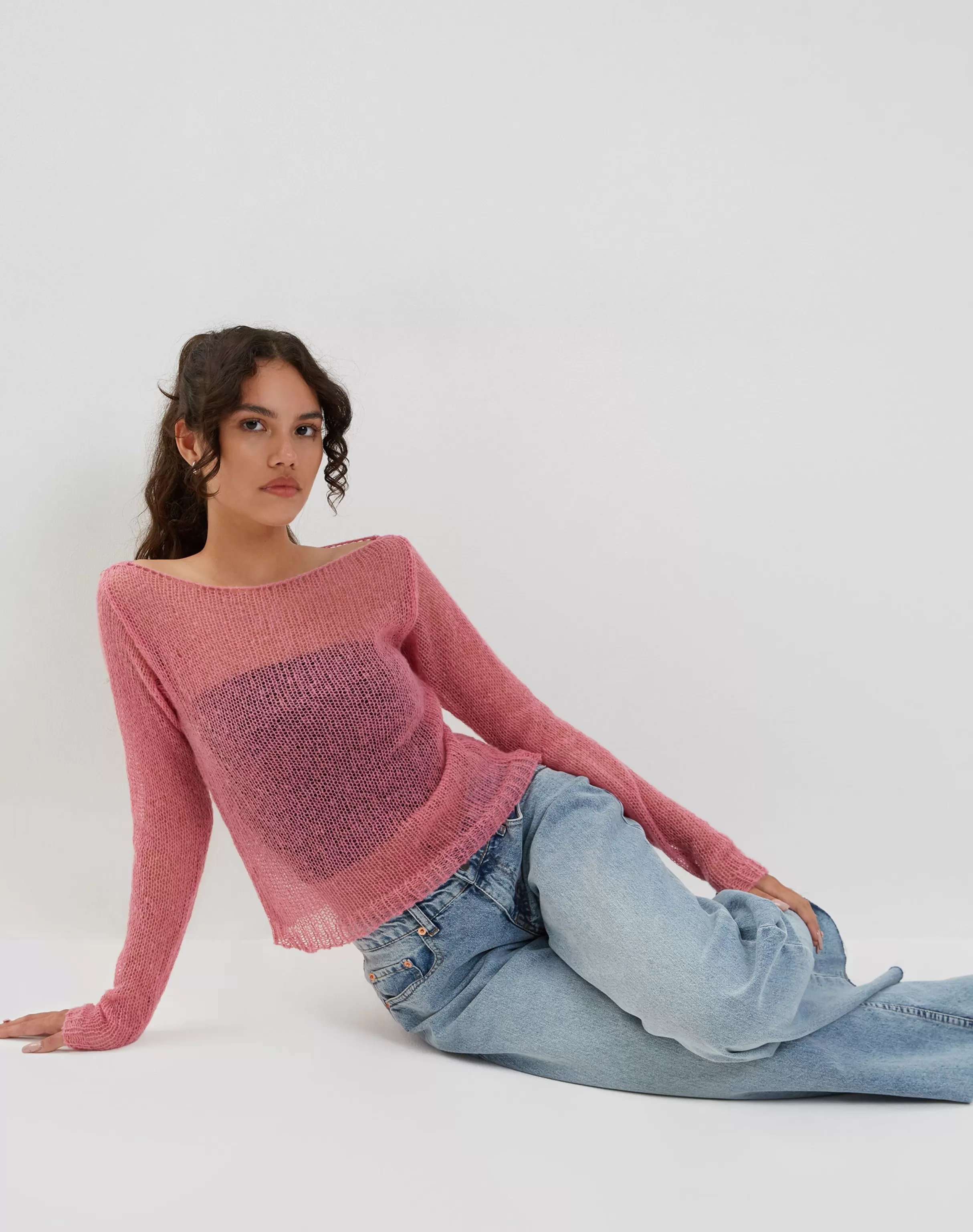 Store Imelda Fine Open Knit Long Sleeve Top In SALE KNITWEAR | JUMPERS