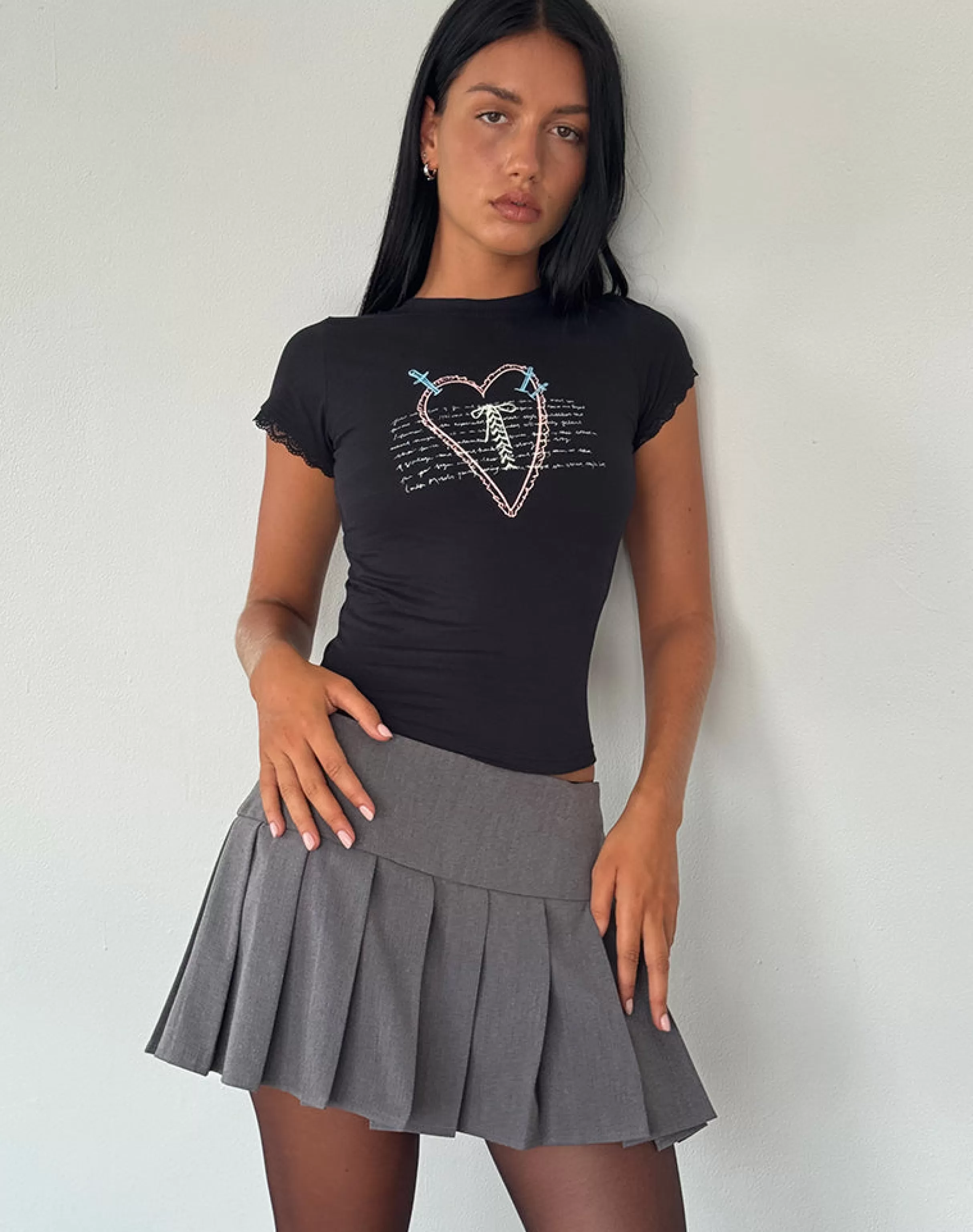 Hot Izzy Lace Trim Tee In TEES | PRINTED TOPS