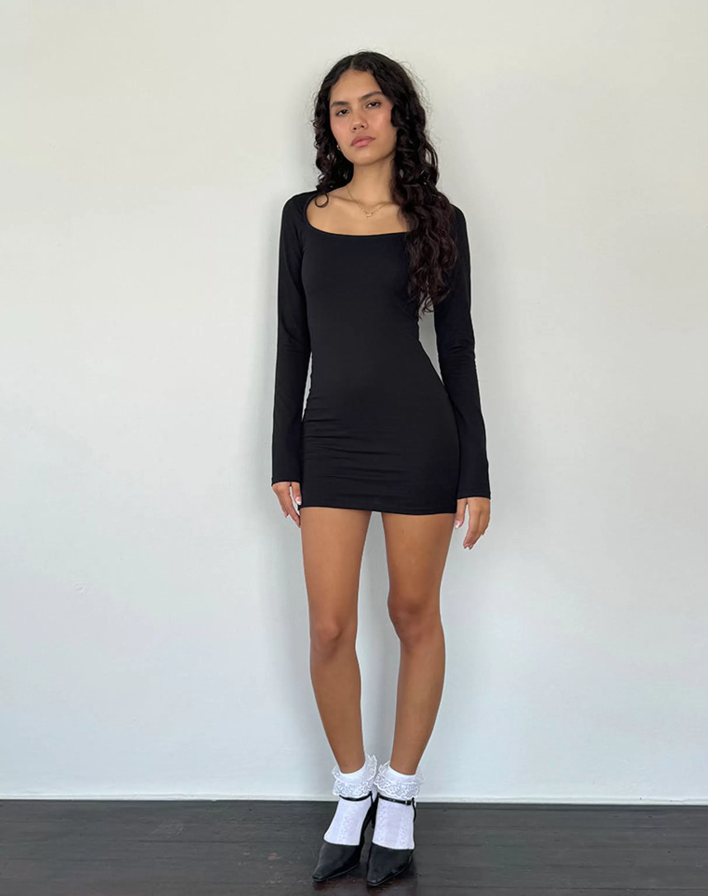 Online Janjisu Long Sleeve Lycra Bodycon Mini Dress In BASICS | DAY DRESSES