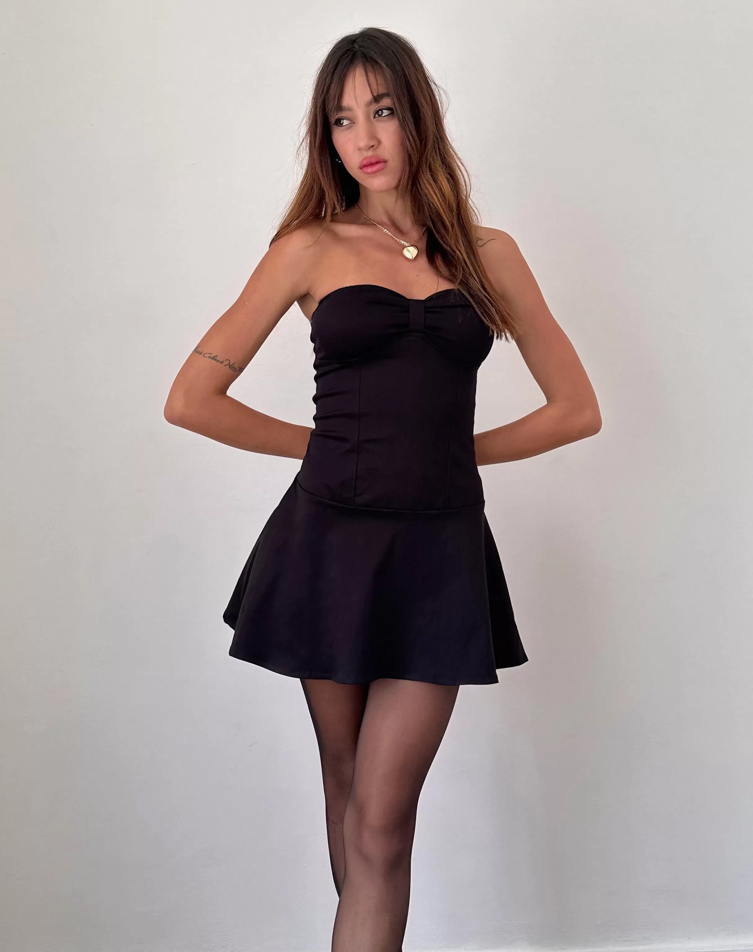 Cheap Javas Bandeau Mini Dress In Black Sateen SATIN DRESSES | BANDEAU DRESSES