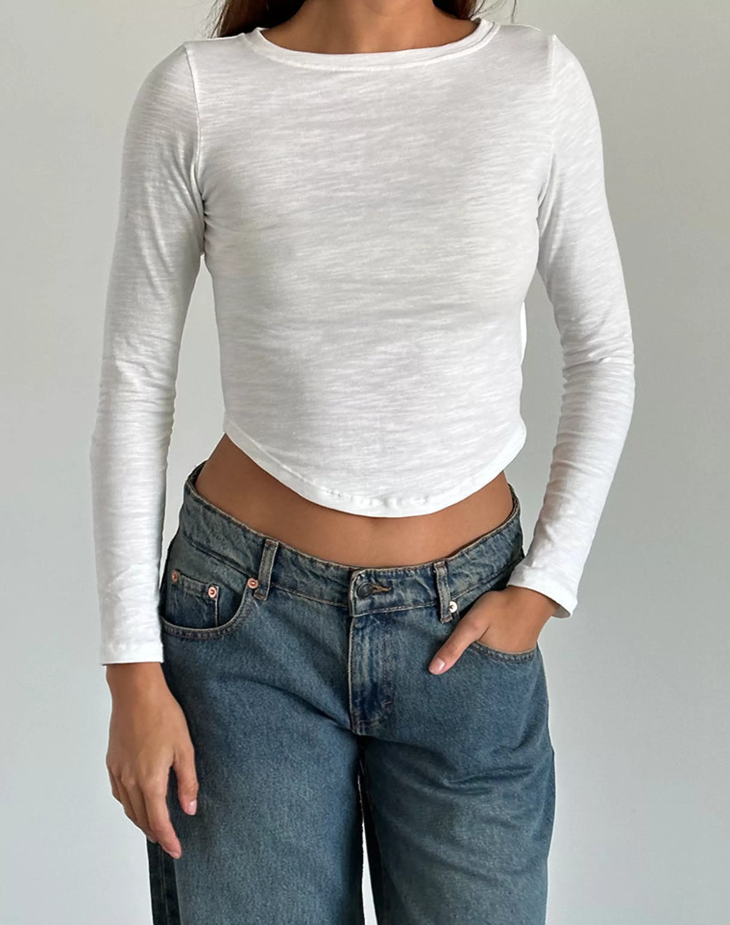 Best Sale Jojisa Top In Jersey Off White CROP TOPS | LONG SLEEVE TOPS