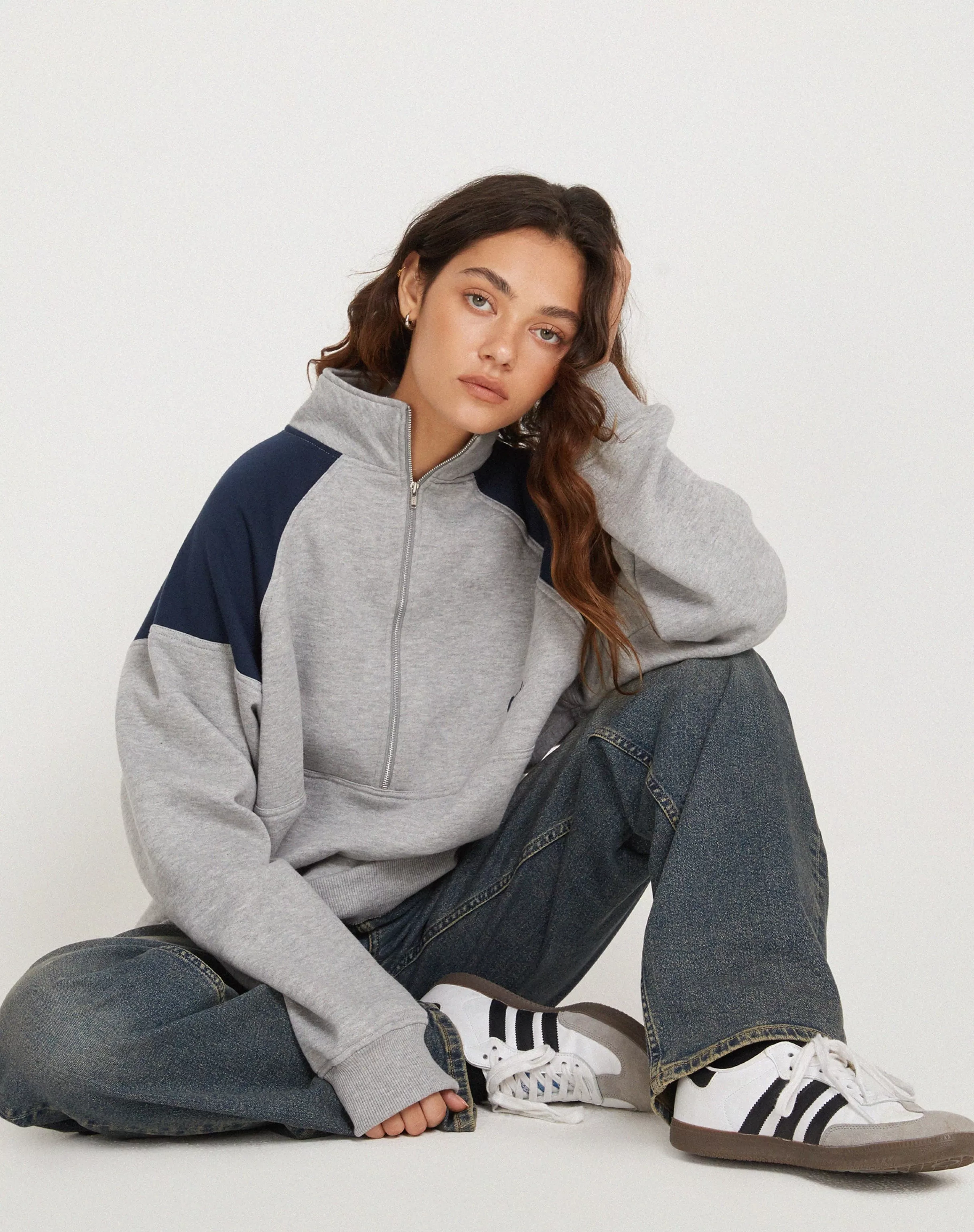 Cheap Laksa Sweatshirt In Grey And Marl Navy LOUNGEWEAR | HOODIES & SWEATSHIRTS