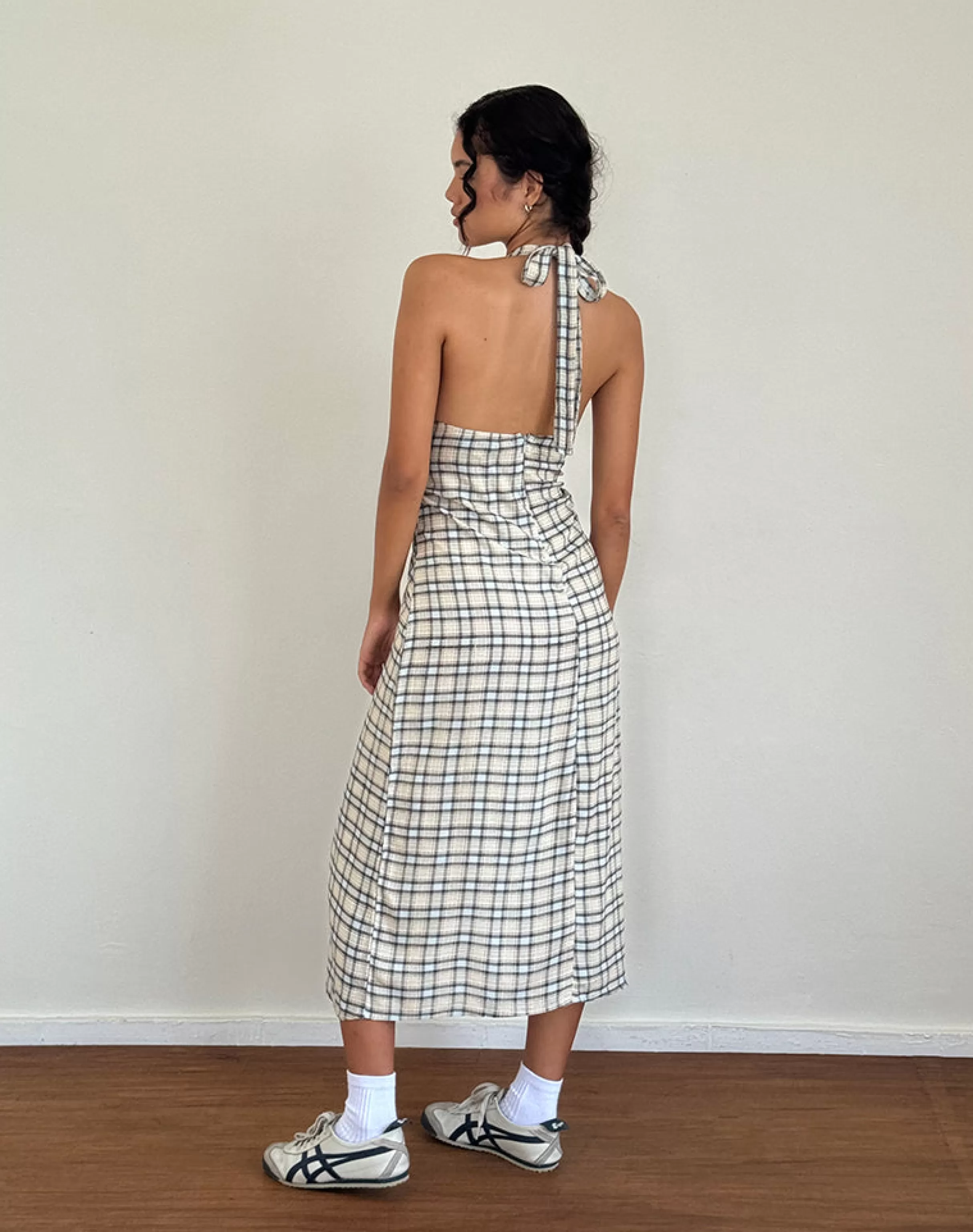 Cheap Lenata Halterneck Midi Dress In Pastel Blue Tartan SWEET AS PIE | DAY DRESSES