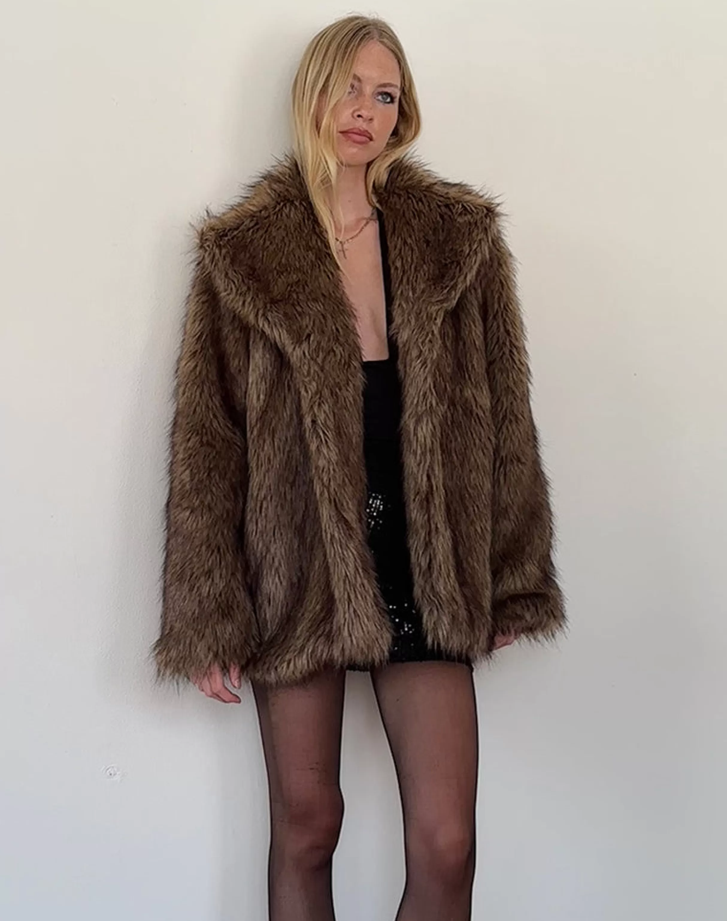 Cheap Lupita Jacket In Faux Long Fur Brown COATS