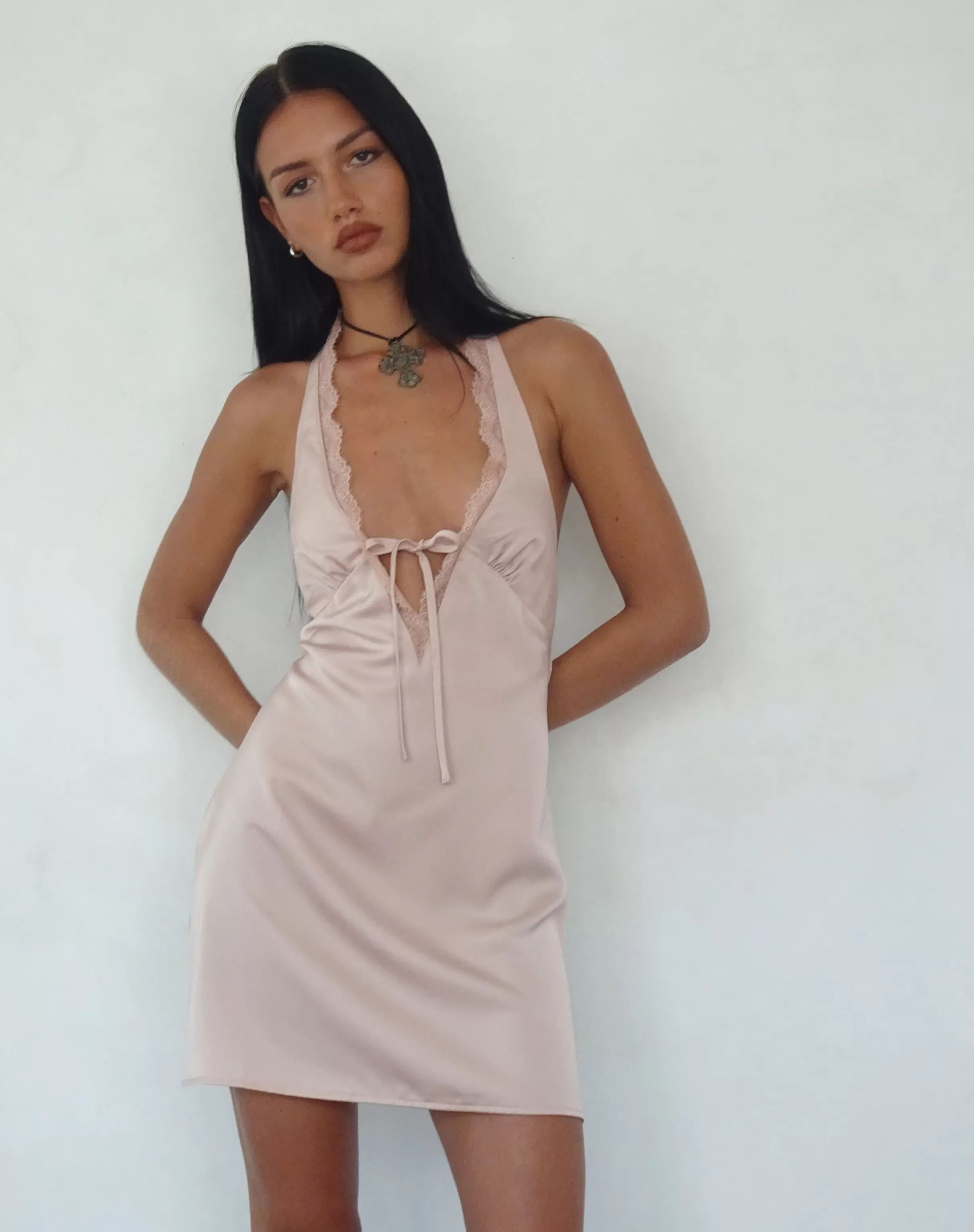 Discount Maruko Halterneck Mini Dress In SALE DRESSES | SATIN DRESSES