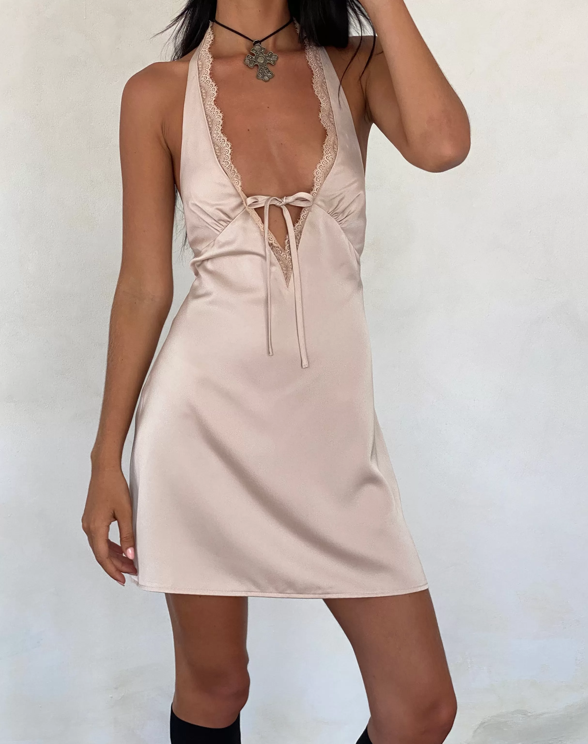 Discount Maruko Halterneck Mini Dress In SALE DRESSES | SATIN DRESSES