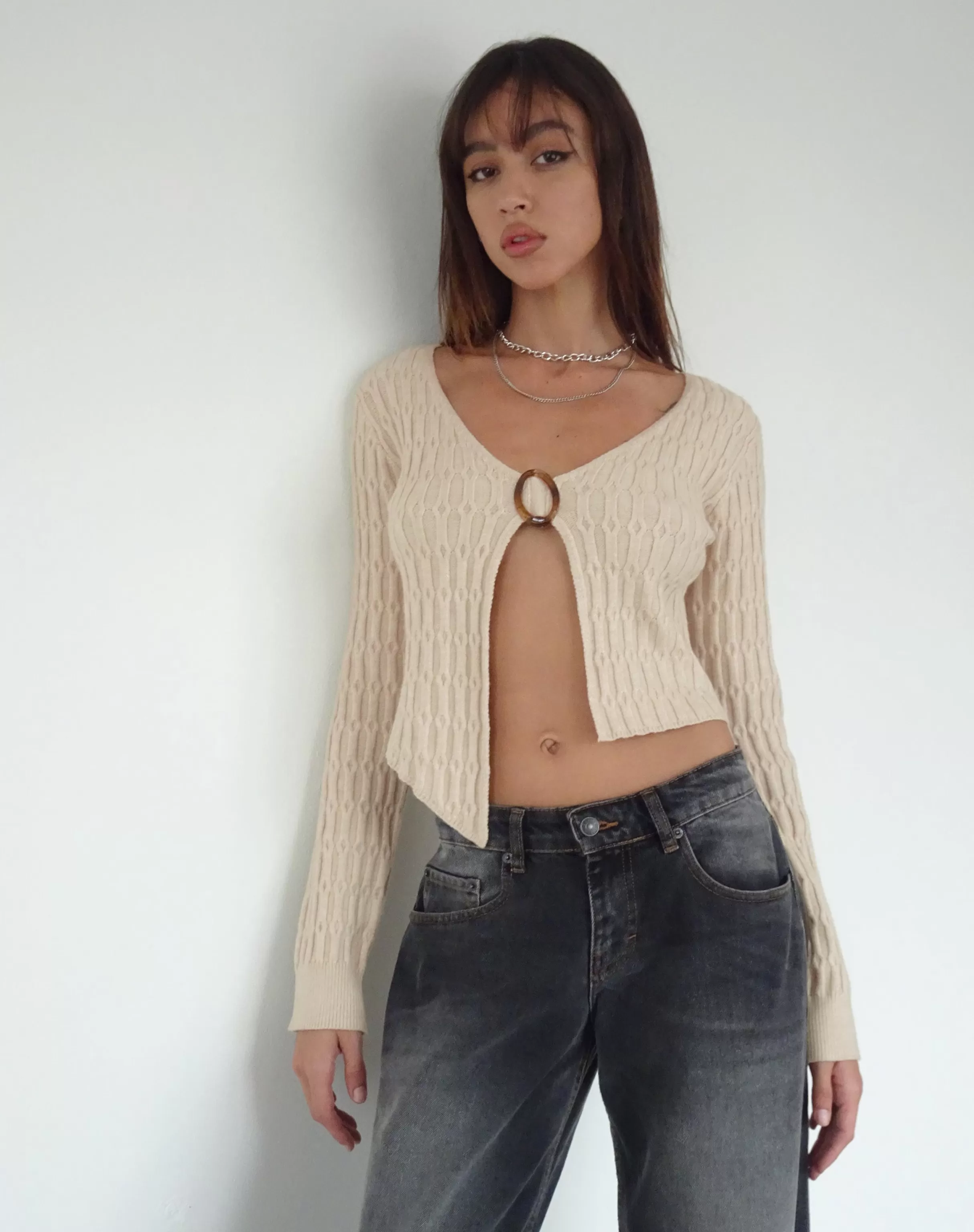 Hot Mohara Long Sleeve Butterfly Top In Neutral Knit SALE TOPS