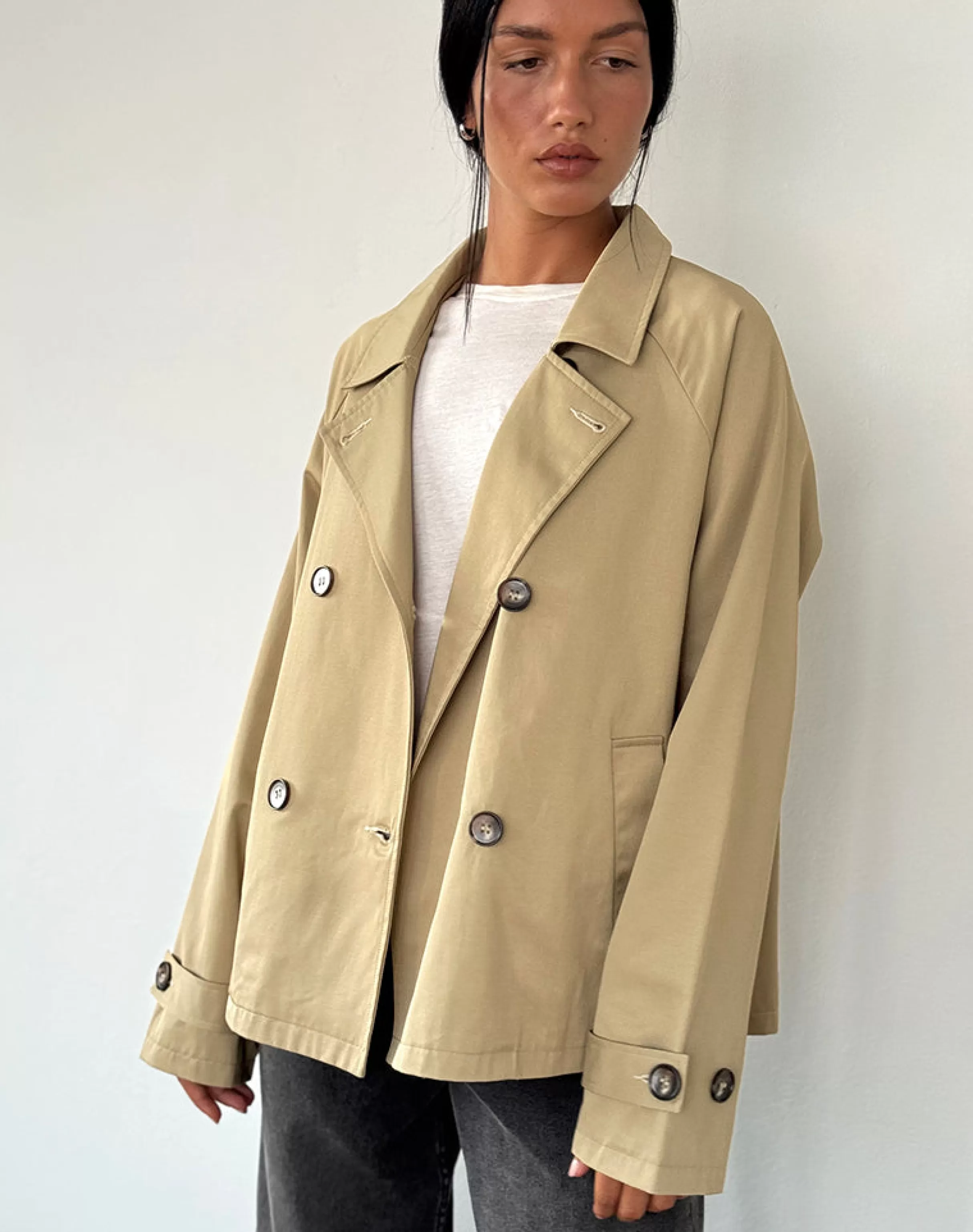 Shop Narto Boxy Trench Jacket In Tan JACKETS | COATS