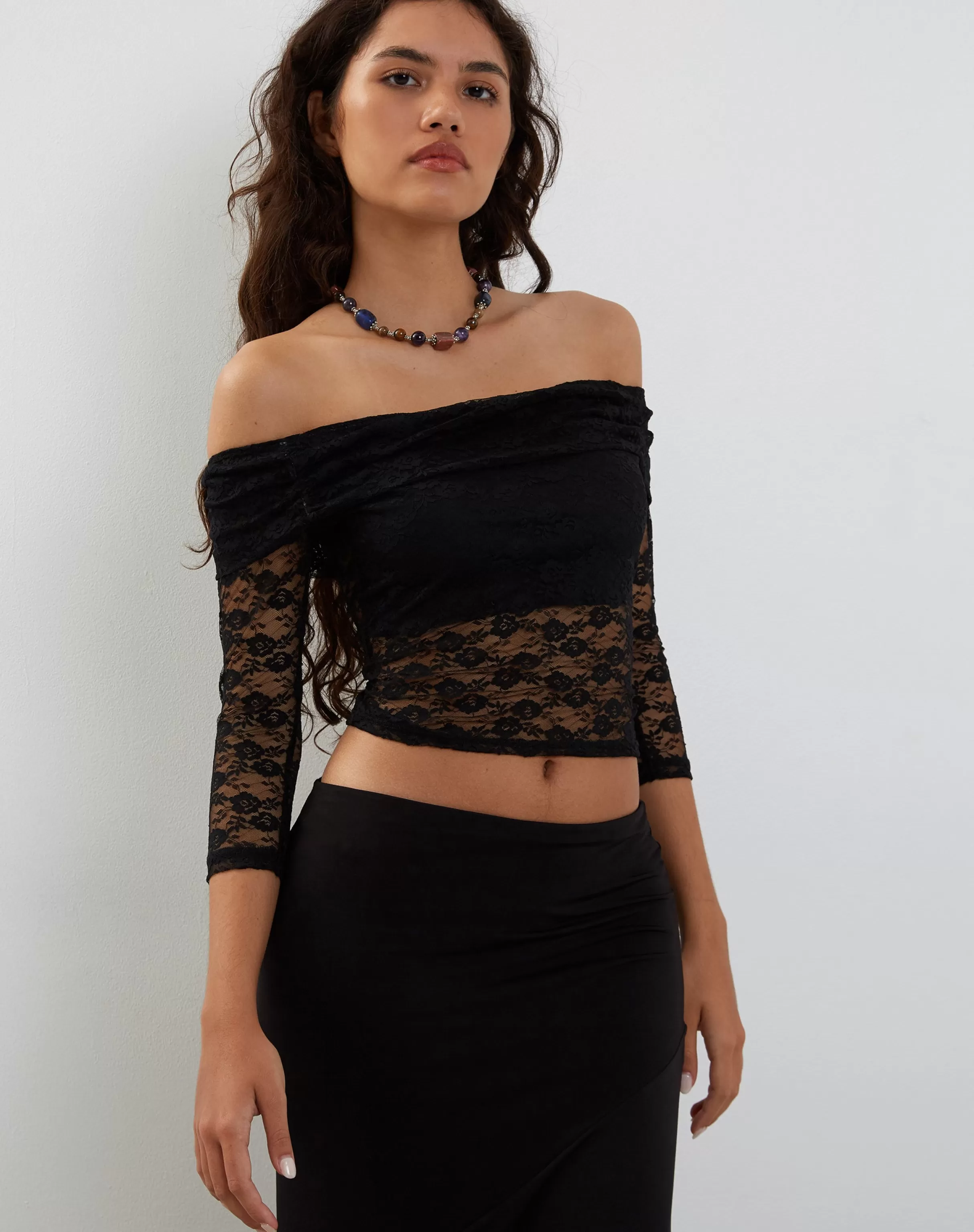 Best Nixie Long Sleeve Bardot Top In Lace SALE TOPS | LACE TOPS