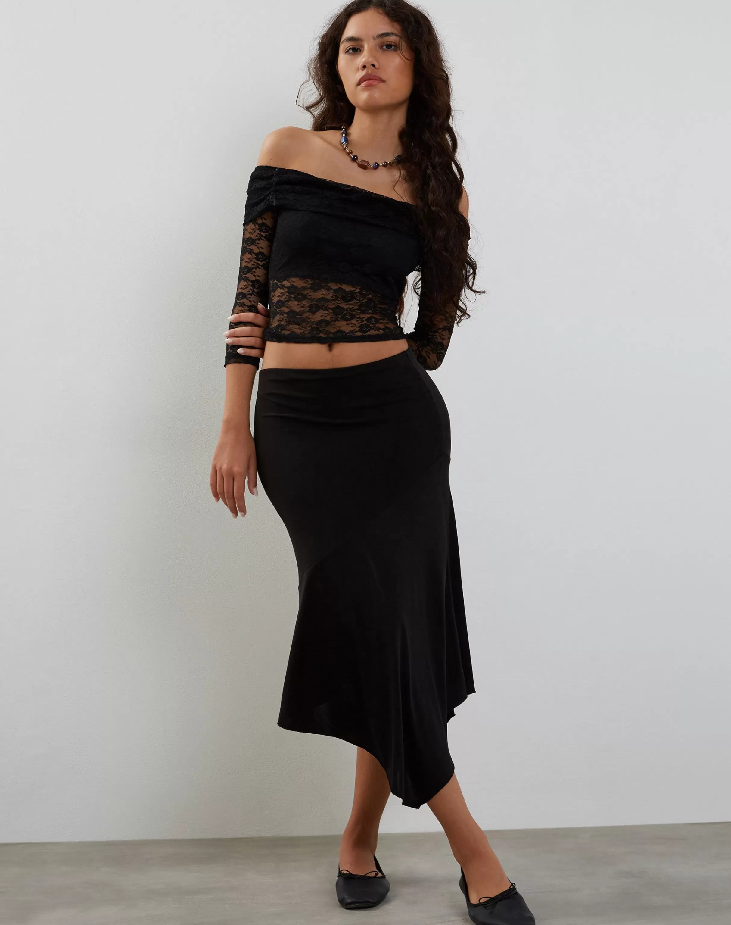 Best Nixie Long Sleeve Bardot Top In Lace SALE TOPS | LACE TOPS