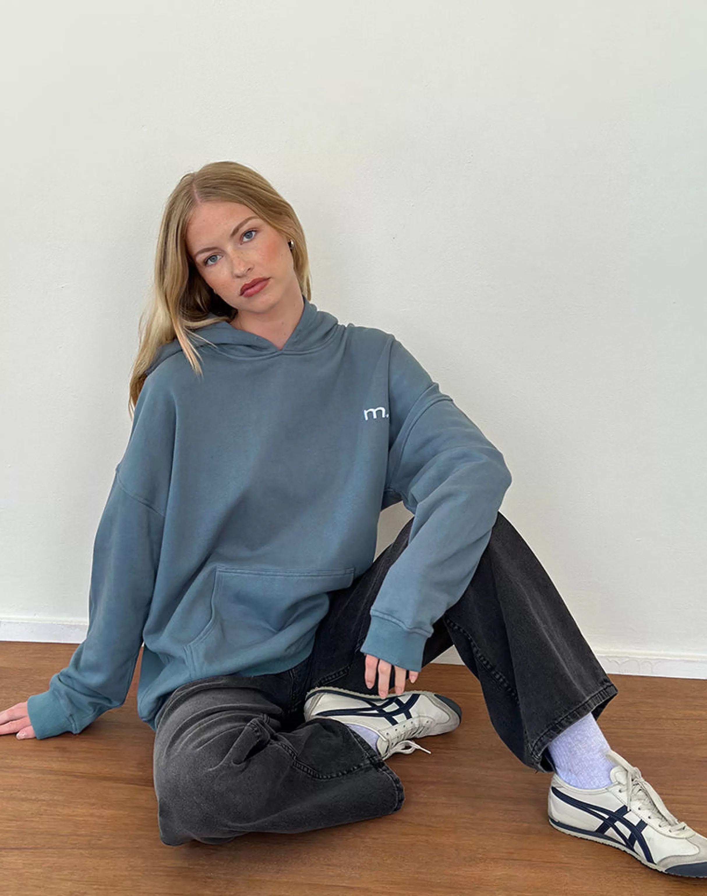 New Oversized Hoodie In Blue Mirage With White 'MOTEL' Embroidery LOUNGEWEAR | HOODIES & SWEATSHIRTS