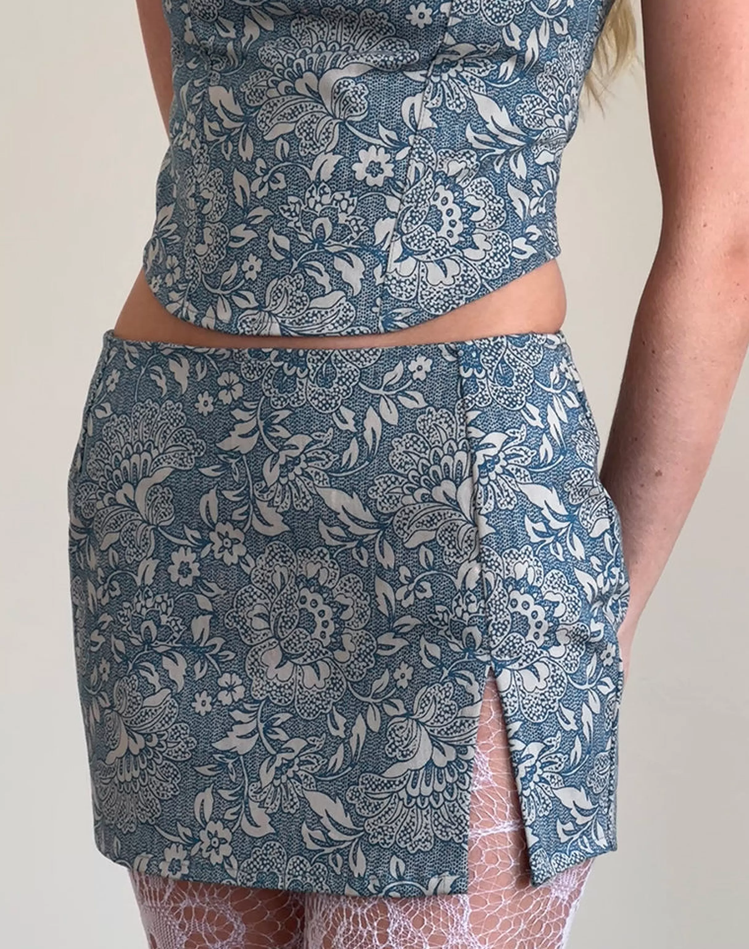 Cheap Pravara Mini Skirt In Blue Ornate Print CO-ORDS | PRINTED SKIRTS