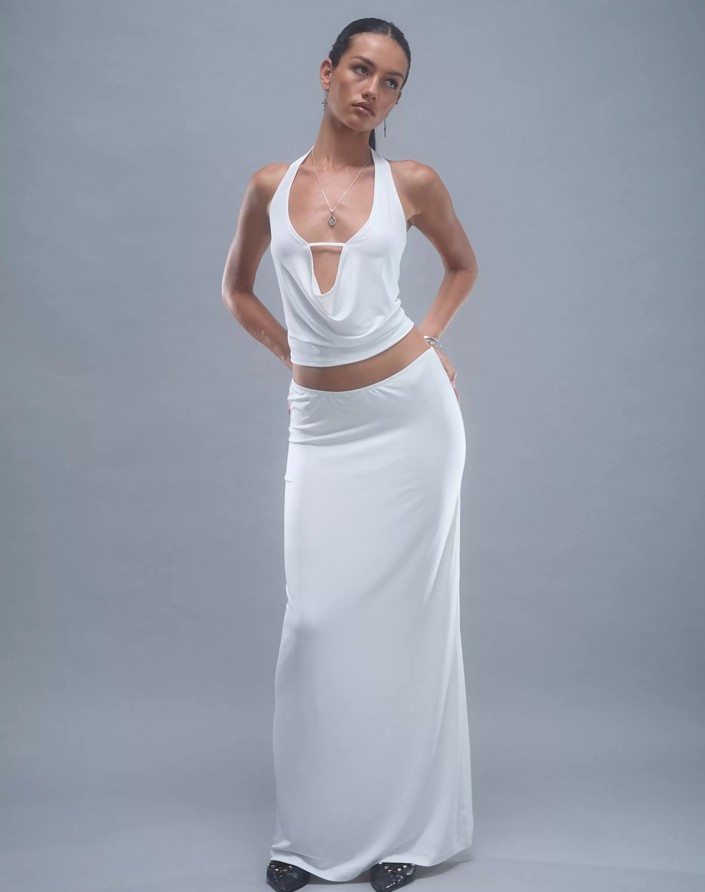 Cheap Rim Jersey Maxi Skirt In Ivory MAXI SKIRTS