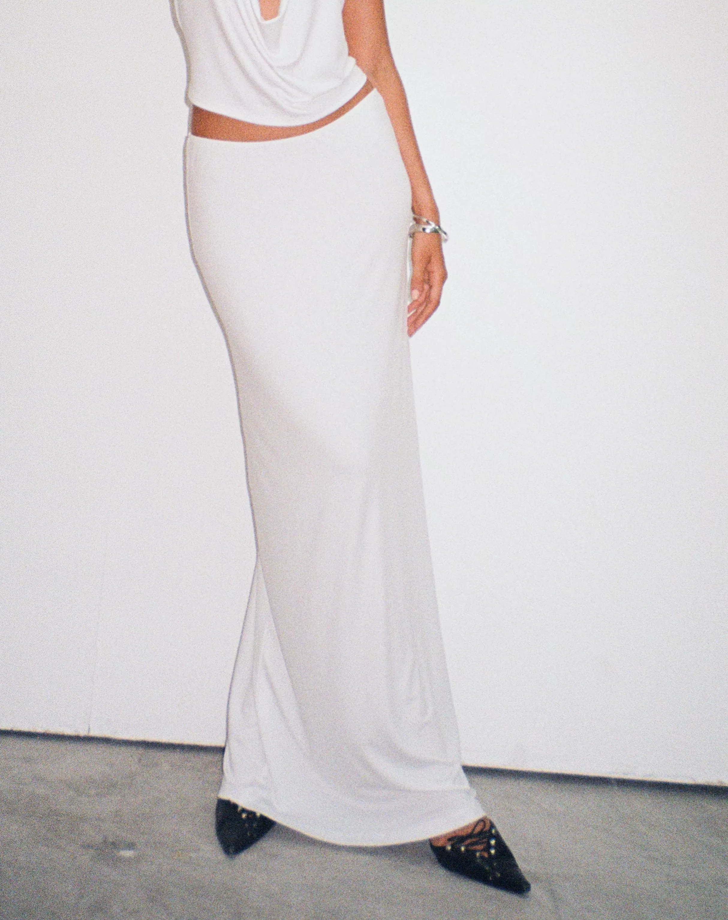 Cheap Rim Jersey Maxi Skirt In Ivory MAXI SKIRTS