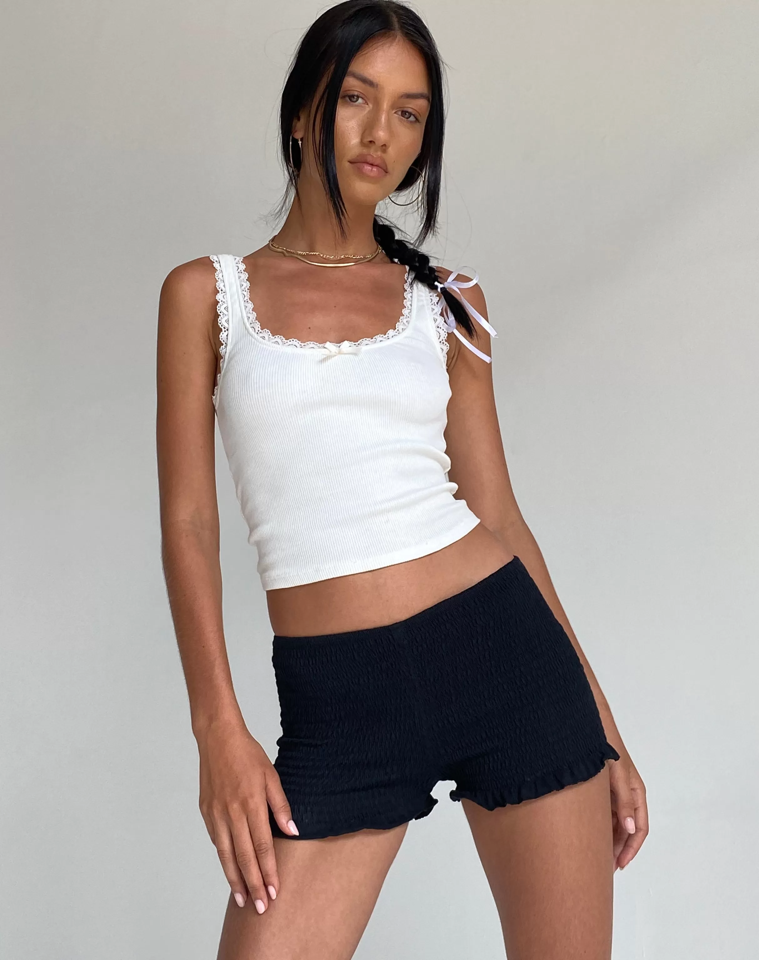 Store Ritala Ruched Detail Frill Hem Hot Pants In LOUNGEWEAR | SHORTS