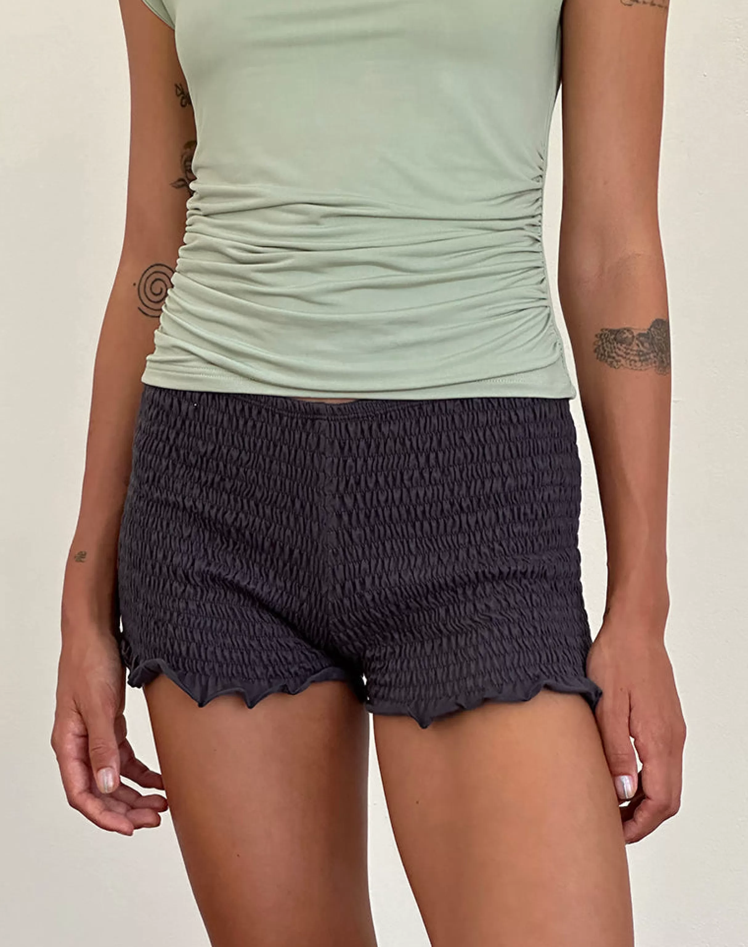 Best Sale Ritala Shirred Shorts In NEVERMORE | LOUNGEWEAR