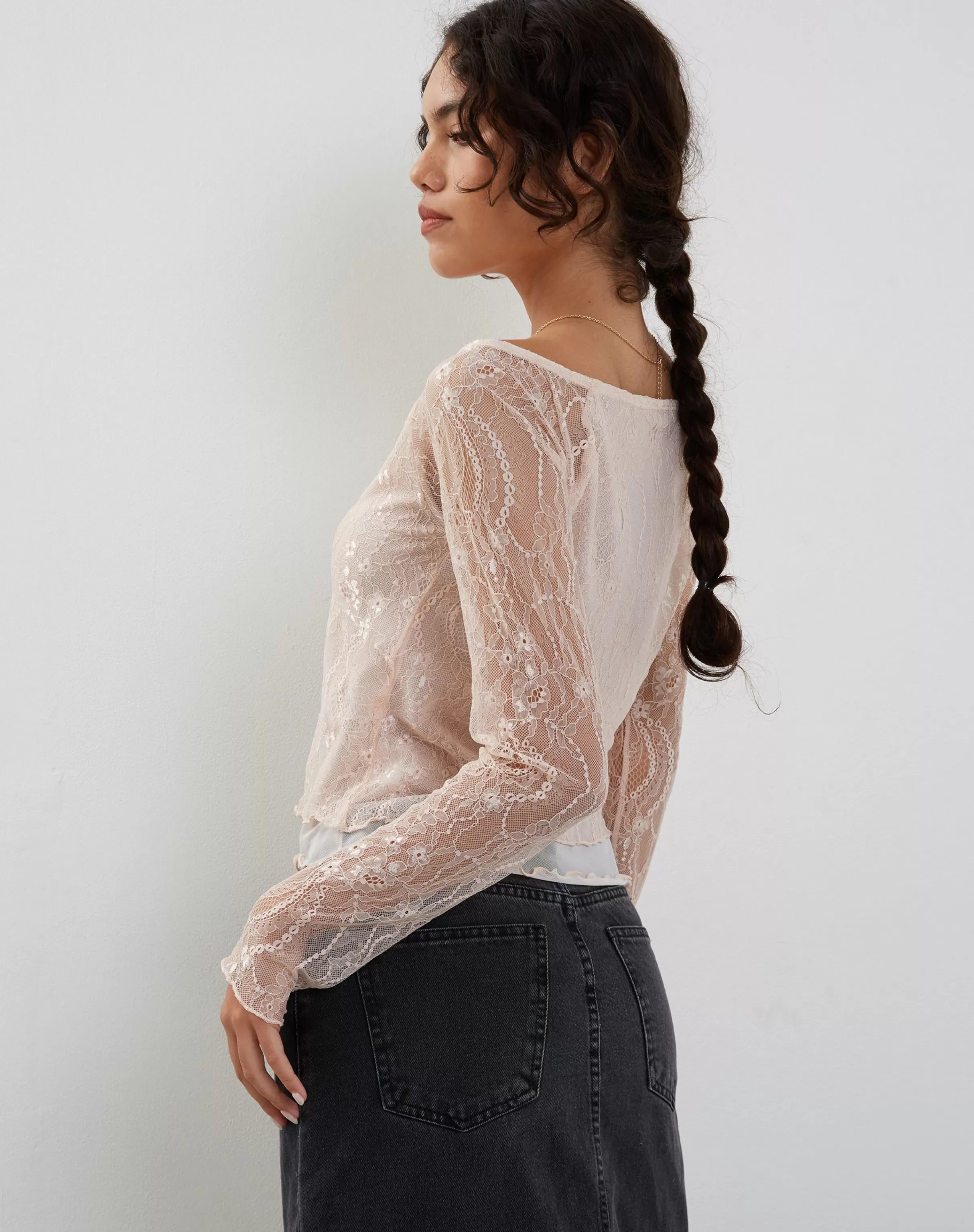 Hot Rory Long Sleeve Lace Top In PRINTED TOPS | LACE TOPS