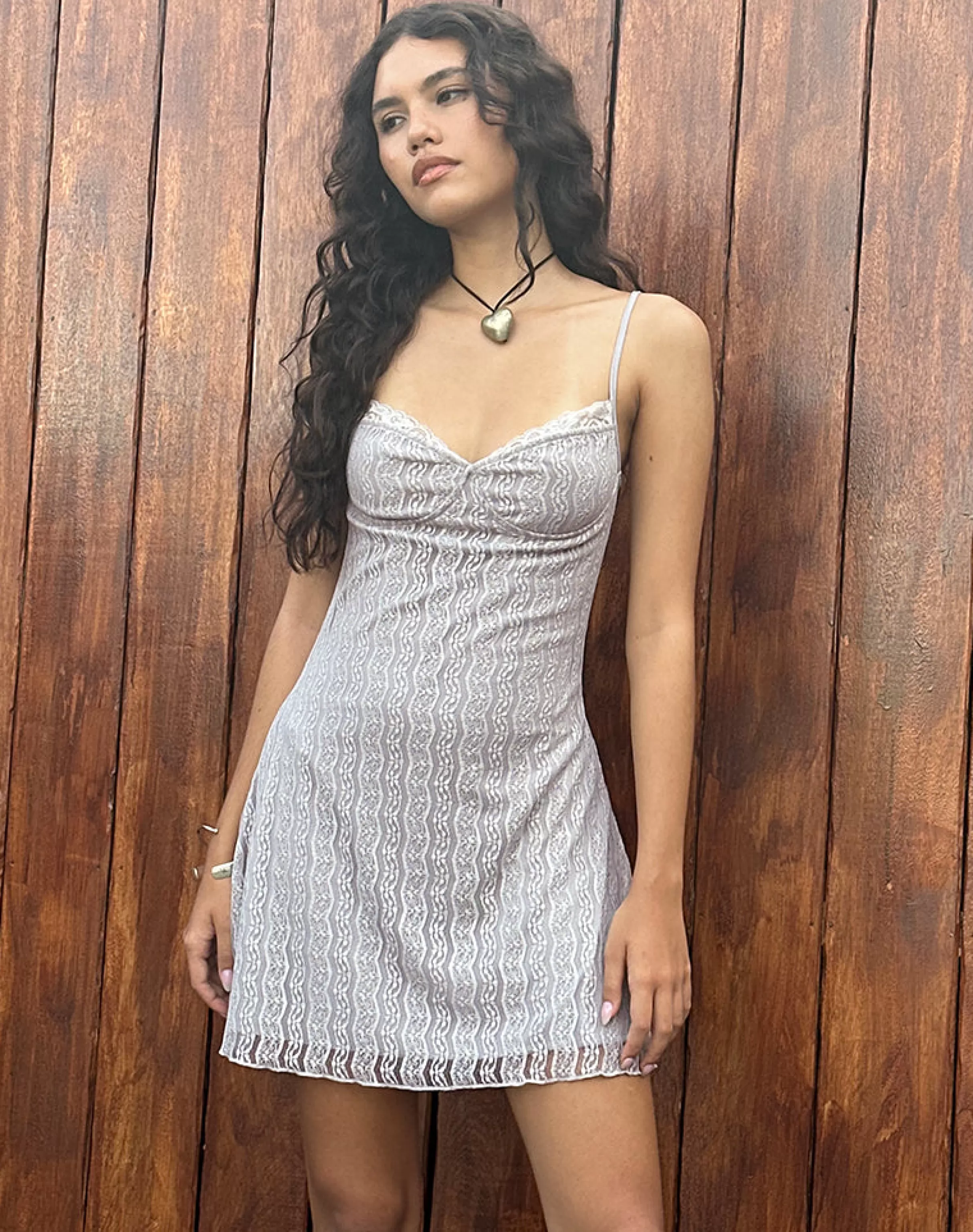 Clearance Shania Mini Dress In Silver Grey Lace Mesh NEVERMORE | PARTY DRESSES