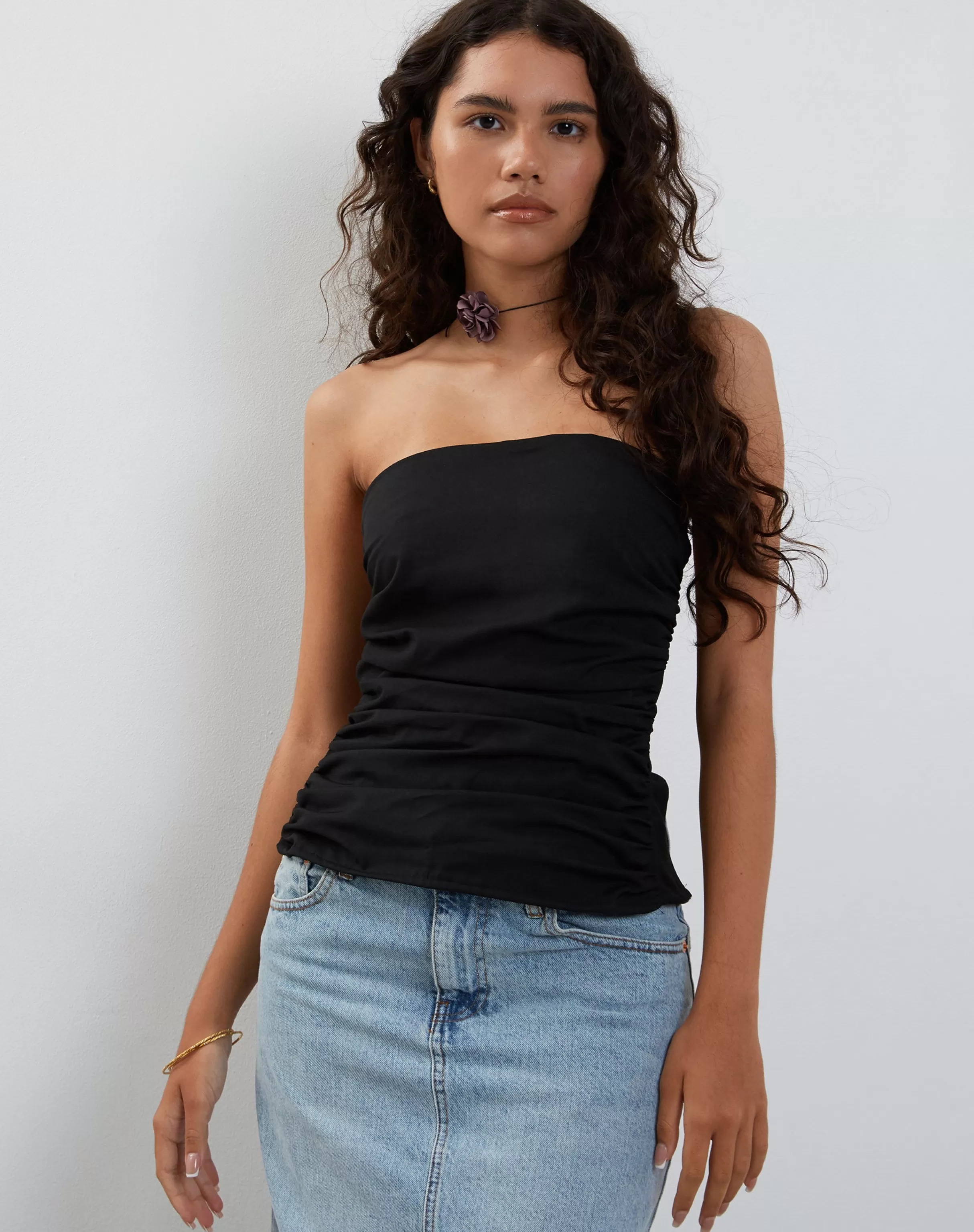 Flash Sale Tahari Tie Back Longline Tube Top In Black BANDEAU TOPS