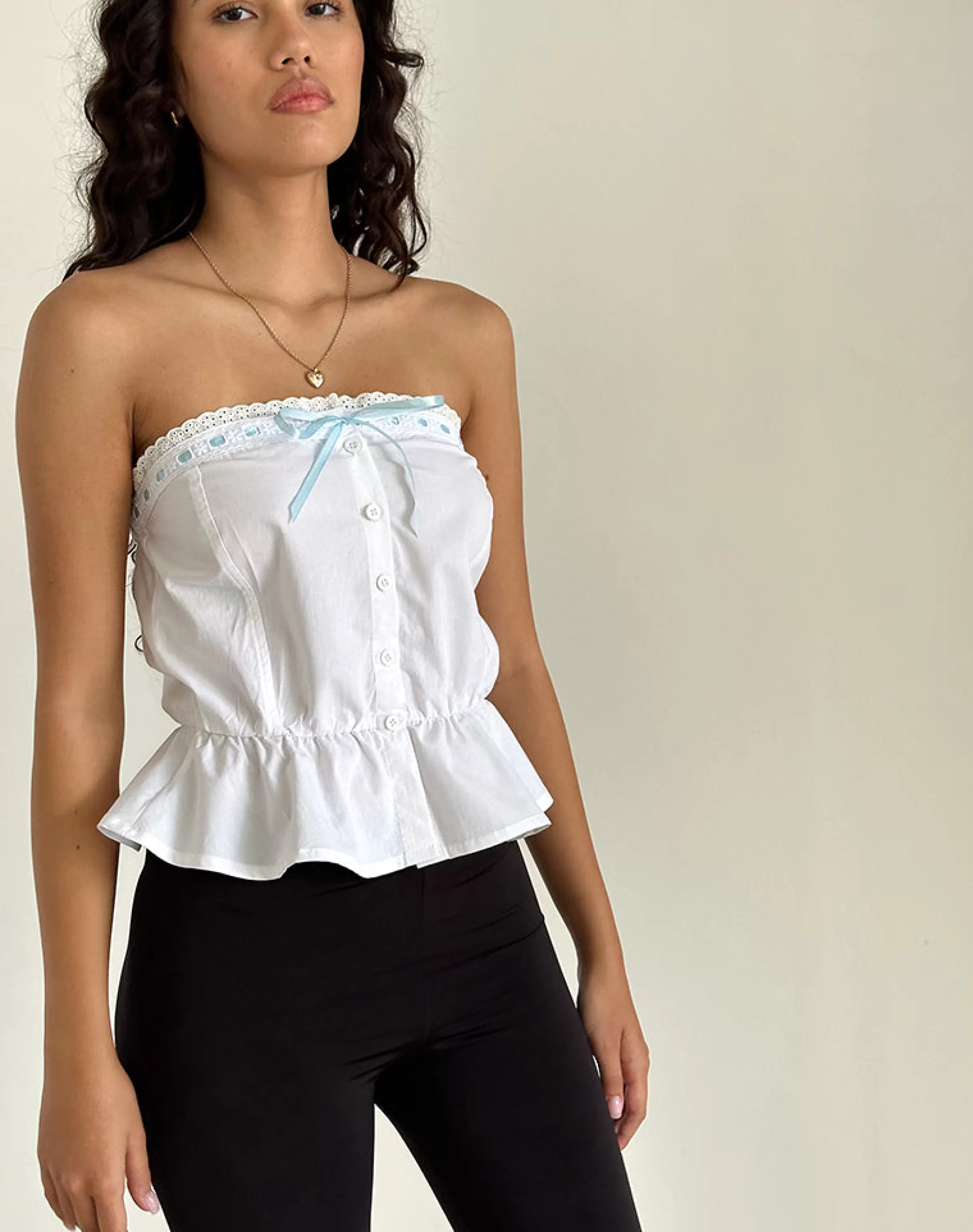 Best Sale Zar Ribbon Tube Top In White STRAWBERRY GIRL | GOING OUT TOPS